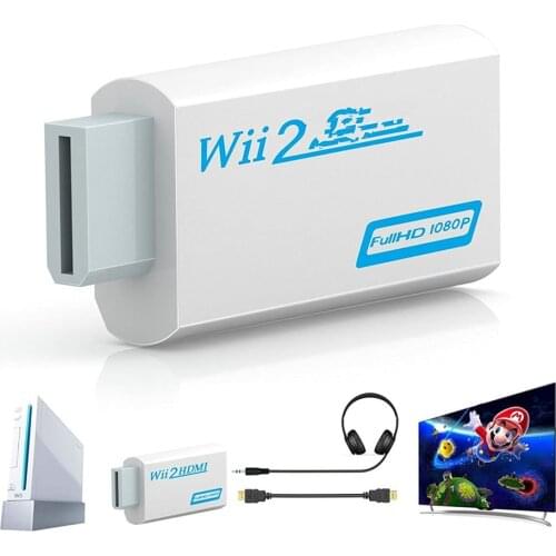 New High Quality Full HD HDMI-compatible 1080P Converter Adapter With 3.5 mm Audio Output For Wii 2 White Dropshipping