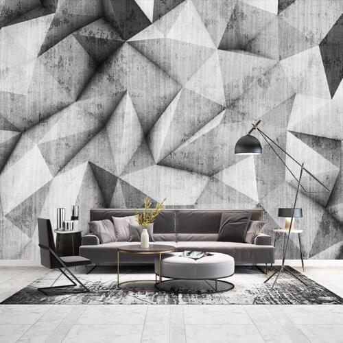 Custom 3D Wall Murals Wallpaper Modern Geometric Pattern Gray Cement Wall Paper Mural Living Room Bedroom Background Home Decor
