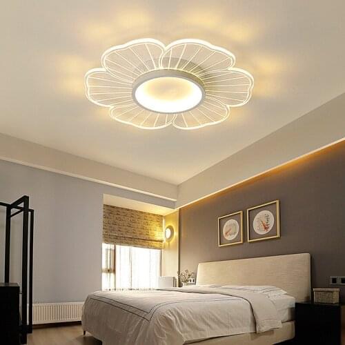 Modern Led Ceiling Lights for Living Room Flower Shape Ceiling Chandelier Lamp Acrylic Bedroom Study Warm Lighting 22W 28W 34W