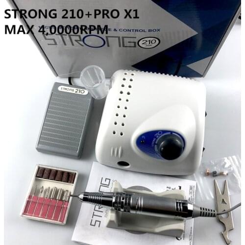STRONG 210 control box 40000rpm Handpiece PRO X1 105 105L 65W Nail Drills Manicure Machine Pedicure Electric File Bits