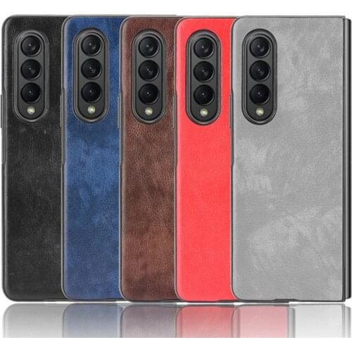 Simple Leather Phone Protective Cover Ultra-thin Anti-fall Hard Case Shell for Samsung Galaxy Z Fold 3 5G Phone Accessories