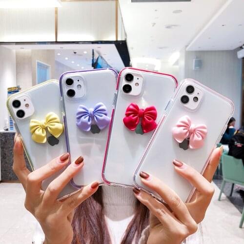 Transparent 3D Bowknot Ins Phone Case For iphone 12 Pro Max 11 11Pro Max XR XS 7 8 Plus SE Cute Anti-Fall Cute Fonda Cover