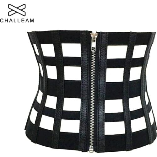 Female Ultra Wide Belt For Dress Ladies Slim Hollow Black Elastic Band Zipper Body Shaper Strap PU Leather Corset Belt Women 128