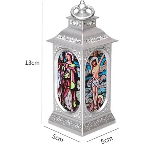 Christmas LED Lamp Ornaments Religious Jesus Wind Light Hanging Lantern Decor
