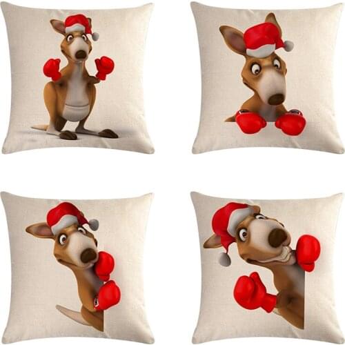 Cushion Cover Christmas Festival Dachshund 45X45cm Cartoon Pillow Cases 3D Kangaroo Boxer New Year Gift Bedroom Pillow Cover
