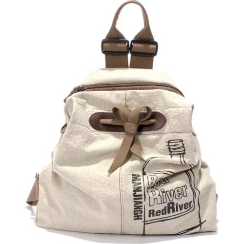 Women Canvas Backpack Preppy Style School Lady Fashion Girl Wild Simple Student Bag Large Capacity Cotton And Linen Travel Bag