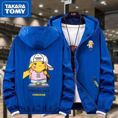 TAKARA TOMY Pokemon Winter Fashion Trend Cute Cartoon Sports Casual Jacket Top Simple Loose Comfortable Student Denim Jacket