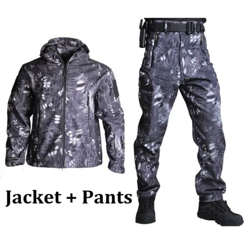 Tactical Army Hunting Clothing Autumn Military Camouflage Jacket + Pants Multicam Mens Camo Fleece Windbreakers Set