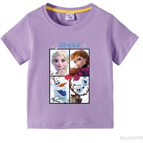 Disney Frozen Kids Print Cartoon Boys Girls Tops Summer Childrens Clothes Boys T-shirt Funny Clothes