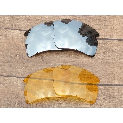 Vonxyz 2 Pairs Chrome Mirror & Yellow Polarized Replacement Lenses for-Oakley Flak 2.0 XL Frame