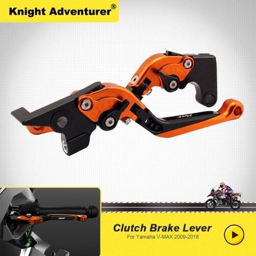 For Yamaha V-MAX V MAX Extendable Foldable Brake Clutch Levers 2009-2018 10 11 12 13 14 15 16 17 With laser LOGO VMAX
