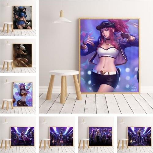 HD Game Leag of Legen KDA Team High Quality Fashion Poster Anime Girl Wall Art Canvas Painting Print Vintage Picture Home Decor