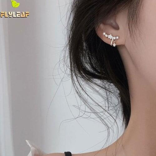 Real 925 Sterling Silver Clip On Earrings For Women Star Zircon Ear Clips Without Ear Holes Fine Jewelry Earings Fashion Jewelry
