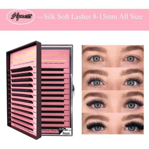 12 Lines/Tray Eyelash Extension Individual Classic Mink Soft Silk Premium 3D Eye Lashes Makeup For Salon 100% Hand-made All Size