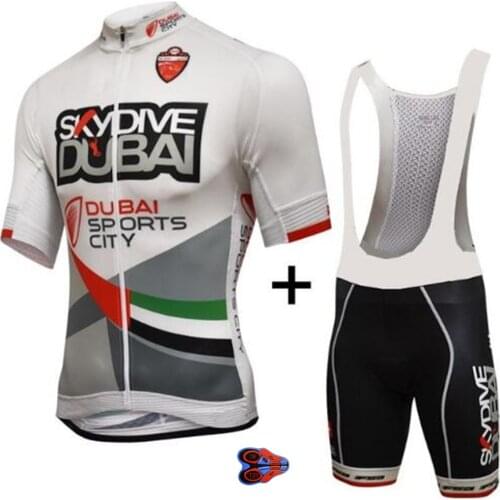 2019 White DUBAI Cycling Clothing Bike Jersey Quick Dry Bicycle Clothes Mens Summer Team Cycling Jerseys 20D Bike Shorts Set