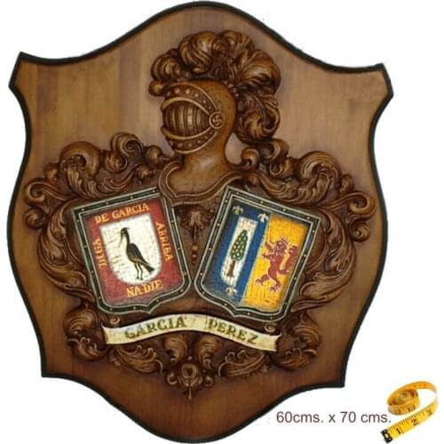 2s heraldry Size shields surnames Handpainted over metope wooden