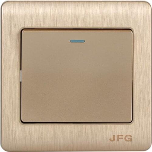 86 type wall fluorescent switch panel, champagne, gold, single joint, one open, double control, large board switching power supp