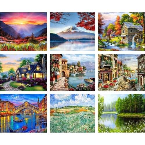 Landscape Street DIY 5D Diamond Painting Garden House Town Picture Full Drill Diamond Embroidery Cross Stitch Home Decor Crafts