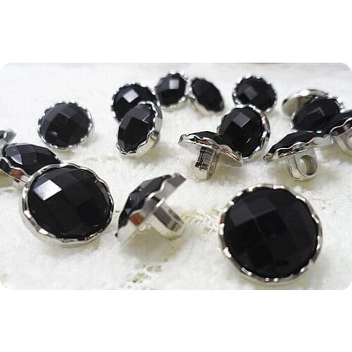 Free shipping 30pcs/lot Black tortoise face silver edge acrylic imitation diamond coat cashmere sweater shirt suit button