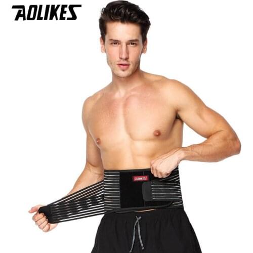 AOLIKES Black Waist Support Brace Belt Lumbar Lower Waist Double Adjustable Back Belt For Pain Relief Gym Sports Accessories