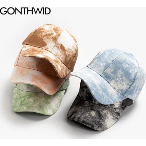 GONTHWID Tie Dye Caps Multicolor Sunshade Baseball Adjustable Cap Streetwear Hip Hop Fashion Sun Visor Sports Hats Snapback Hat