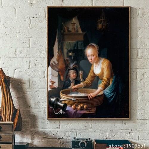 Cotton no frame classical court figure maid cook canvas printings oil painting printed on cotton wall art decoration picture