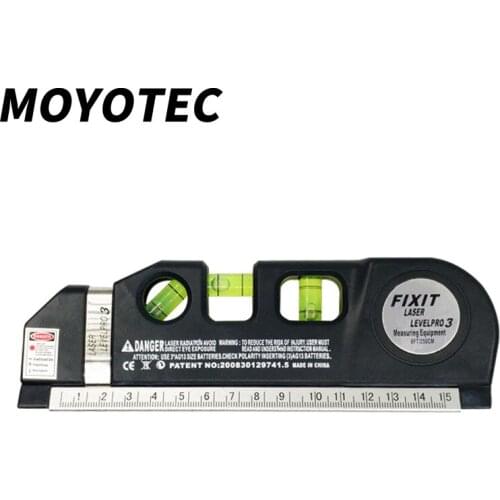 MOYOTEC 4 in 1Infrared Laser Level Multipurpose Horizon Vertical Measure Tape Aligner Bubbles Ruler with 2.5m Measure Tape
