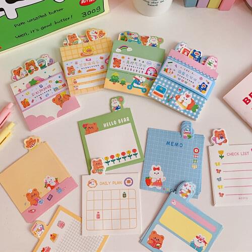 Yisuremia New 36/ 50 Sheets Pocket Kawaii Bear Memo Pads Note Paper To Do List Planner Notepad Paperlaria School Stationery