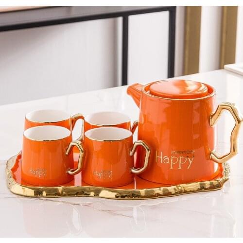 Bone China Water Bottle Coffee Set Luxury Porcelain Tea Set Pot Cup Ceramic Mug Sugar Bowl Creamer Teapot Drinkware Coffeeware