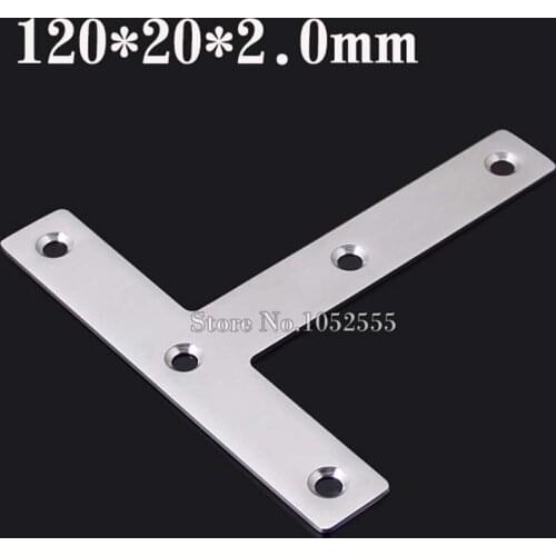 20pcs 120*20mm stainless steel angle conner bracket T shape polishing finish frame board support furniture connecting Parts K116