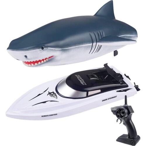 RC Boat Remote Control Boats For Pools Lakes 4 Channel 2.4 GHz Fast Racing Boats Shark Shape Shell Boat USB Rechargeable