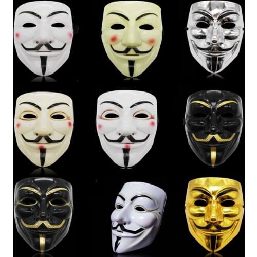 Film Theme Mask Joker Movie Cosplay V for Vendetta Hacker Mask Anonymous Guy Fawkes Halloween Christmas Party Gift Adult Kids