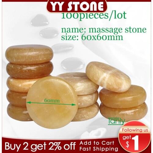 100pcs/lot 6x6cm yellow jade massage body stone topaz back massager hot stone back pain relief healthcare health care