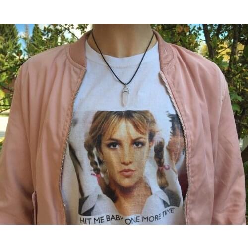 Kuakuayu HJN Fashion Tops Hit Me Baby One More Time T-Shirt Womens 90s Fashion Britney Spears Lyrics Tee Street Style Hipsters