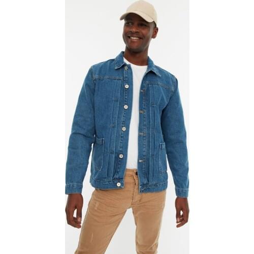 Trendyol Men 'S Ribbed Denim Jacket TMNSS21CE0169