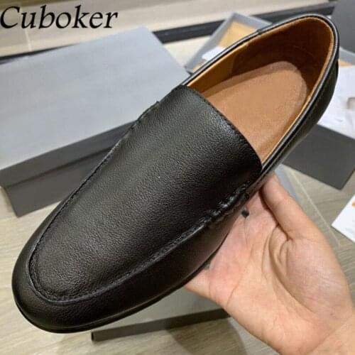 2021 Brand Runway Flat Causal Men Loafers Leather Slips On Mules Round Toe Black Spring Summer Walking Shoes For Men