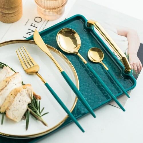 24pcs Gold Dinnerware Set Stainless Steel Tableware Set Knife Fork Spoon Luxury Cutlery Set Kitchen Flatware Dishwasher Safe