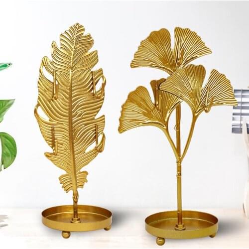 Golden Leaf Shape Hanging Jewelry Organizer for Ornaments Necklace Ring