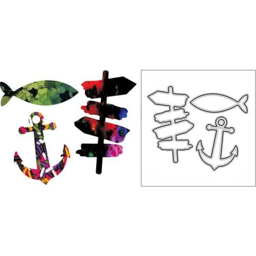 New Fish Anchor Road Sign Craft Embossing Mold 2021 Metal Cutting Dies for DIY Decor Scrapbooking Album Card Making No Stamps