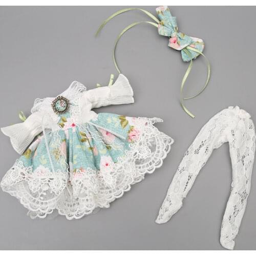 28cm Doll Clothes Casual T Shirt with Headwear or Hat Bohemia Dress 1/6 BJD Doll Suit DIY Toy for Children Girls