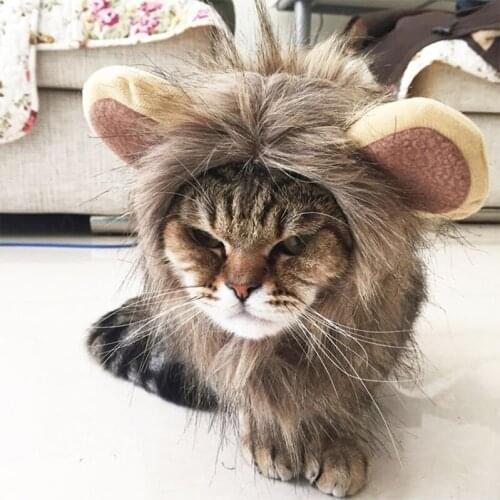 Pet Wig Cover Small Ear Dog Cat Lion Mane Headgear Cross Dressing Hat Dog Cat Wig Cospaly Prop Lion Wig Pet Puppy Headdress