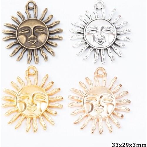 6PCS/Lot Gold Color Alloy Sun Charms For DIY Bracelet Jewelry Making DIY Jewelry Findings Fashion Necklaces 2021