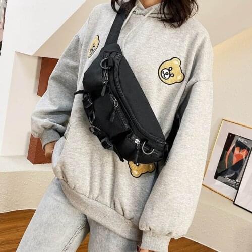 Casual Canvas Chest Bags Unisex Belt Pouch Solid Color Travel Crossbody Bag Phone Pouch Men Waist Bags Shoulder Pouch