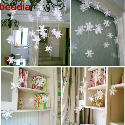 3m Christmas Party Supplies Silver Snowflake Shape Paper Garland Christmas Wedding Decoration Scene New Year Decoration