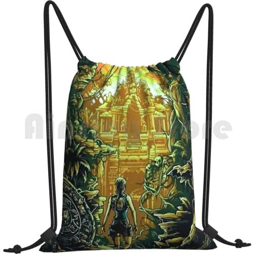 Epic Video Games Backpack Drawstring Bag Riding Climbing Gym Bag Tomb Raider Lara Croft Video Game Console Ps4 Nintendo Mow