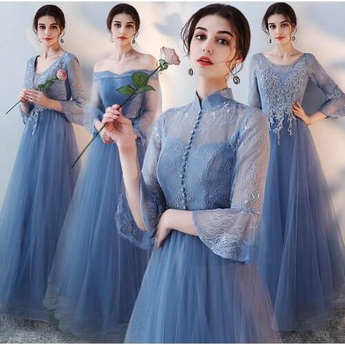Sw0100 Sweet Memory Beautiful Embroidery Lace Tulle Long Bridesmaid Dresses Prom Ceremony Party Gown