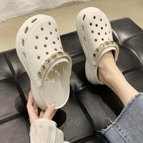 Rhinestone platform slippers Summer Women Clogs Platform Shoes Garden Sandals Slippers Slip On For Girl Beach Shoes Slides Women