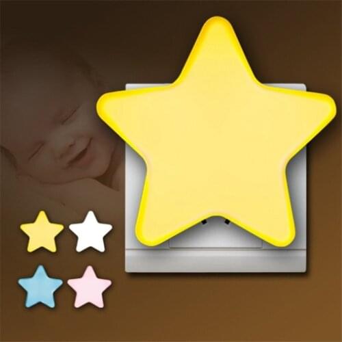 Mini Cute Star LED Night Light EU/US Pulg Socket Bedside Wall Lamp Light Sensor Control Children kids Night Lamp Christmas Gift