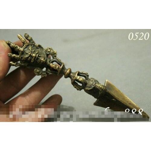 Tibet Buddhism Mahakala Hayagriva Buddha Statue Phurba Dagger Holder FaQi