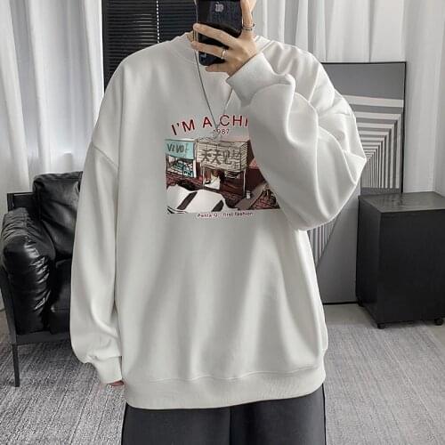 April MOMO Hoodie Men Spring Fashion Harajuku Fire Print Casual Hoodies Loose Hip Hop Sweatshirt Mens Streetwear Unisex Hoodies